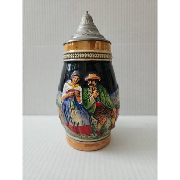Beer Stein with Lid Western Germany da ist es schon auf der Alm Mountain Meadow - Picture 2 of 10